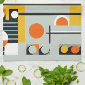 バウハウスジオメトリックデザイン01最適 キッチンタオル (折り畳み)