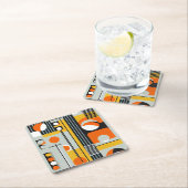 バウハウスジオメトリックデザイン01最適 スクエアペーパーコースター (インサイチュ)