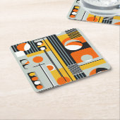 バウハウスジオメトリックデザイン01最適 スクエアペーパーコースター (アングル)