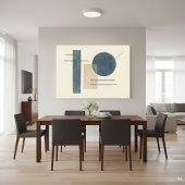 バウハウスジオメトリック抽象芸術アートインブルー&ベージュ キャンバスプリント