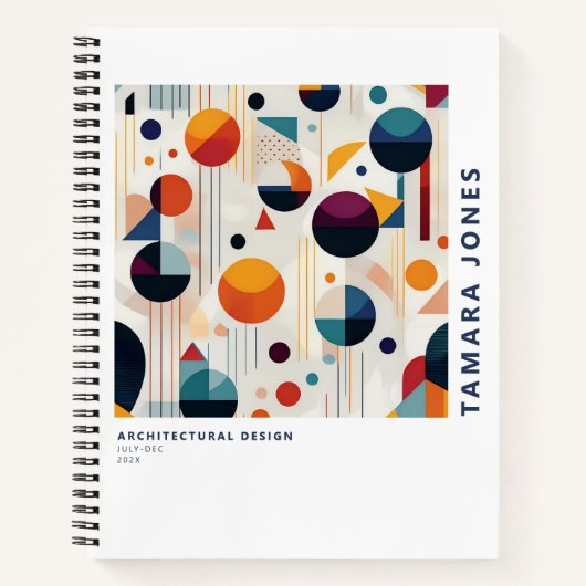 バウハウスジオメトリック抽象芸術パターン#5 ID1068 ノートブック (正面)