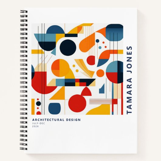 バウハウスジオメトリック抽象芸術パターン#6 ID1068 ノートブック (正面)