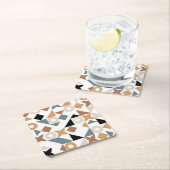 バウハウスジオメトリックXOXOスクエア紙飲み物用コースター スクエアペーパーコースター (インサイチュ)