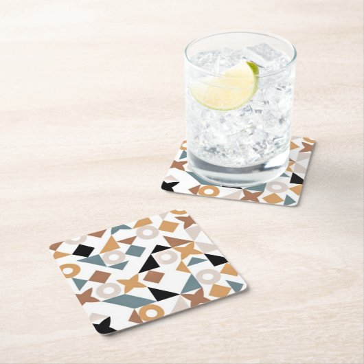 バウハウスジオメトリックXOXOスクエア紙飲み物用コースター スクエアペーパーコースター (インサイチュ)
