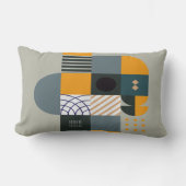 バウハウススタイルグレイ、タウペ、ブラック ランバークッション (正面)