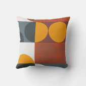 バウハウススタイルグレイ、金ゴールド、ブラウン、ティール(緑がかった色) クッション (裏面)