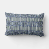 バウハウススタイルジオメトリックセージアンドブルー ランバークッション (裏面)