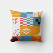 バウハウススタイルジオメトリックブルー&金ゴールド クッション (正面)