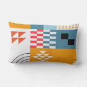 バウハウススタイルジオメトリックブルー&金ゴールド ランバークッション (裏面)