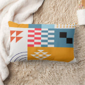 バウハウススタイルジオメトリックブルー&金ゴールド ランバークッション (ブランケット)