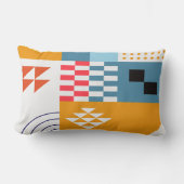 バウハウススタイルジオメトリックブルー&金ゴールド ランバークッション (正面)