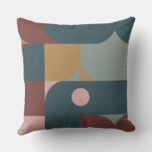 バウハウススタイルブラウン、ティール(緑がかった色)、タン クッション (裏面)