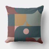 バウハウススタイルブラウン、ティール(緑がかった色)、タン クッション (正面)