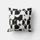バウハウススタイルブラックアンドホワイトジオメトリックレトロ クッション (裏面)