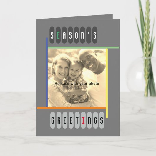 バウハウススタイルレトロモダンアートクリスマス シーズンカード (正面)