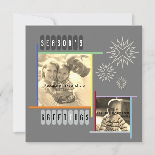 バウハウススタイルレトロモダンアートクリスマス シーズンカード (正面)