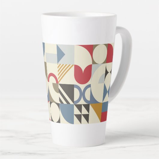 バウハウススタイル幾何形状デザイン カフェラテマグ (右アングル)