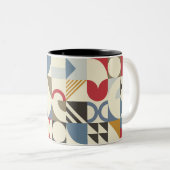 バウハウススタイル幾何形状デザイン ツートーンマグカップ (正面右)