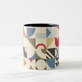 バウハウススタイル幾何形状デザイン ツートーンマグカップ (中央)