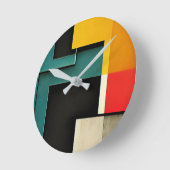 バウハウススタイル 図解入りの、写真付きの ラウンド壁時計 (傾斜)