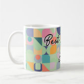 バウハウスタイルパターンsage greenとスローガン コーヒーマグカップ (左)