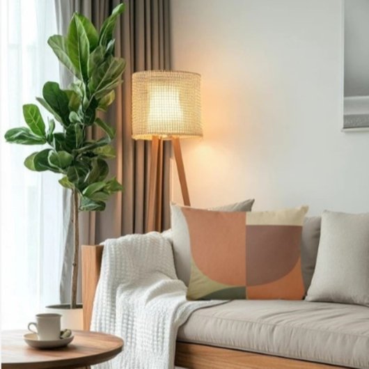 バウハウステラコッタグリーン抽象芸術 |装飾用クッション クッション