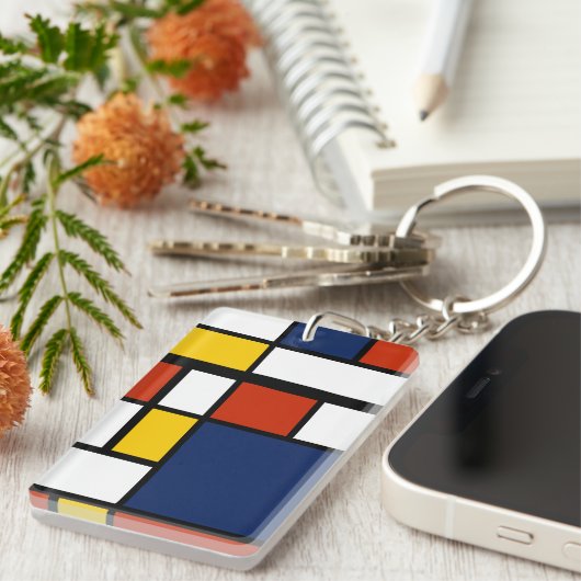 バウハウスパターン抽象芸術幾何絵を描アートのmo キーホルダー (正面右)