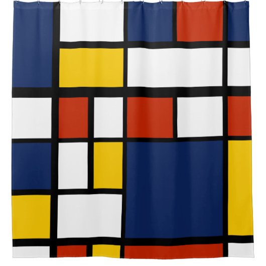 バウハウスパターン抽象芸術幾何絵を描アートのmo シャワーカーテン (正面)