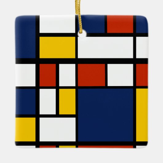 バウハウスパターン抽象芸術幾何絵を描アートのmo セラミックオーナメント (正面)