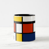 バウハウスパターン抽象芸術幾何絵を描アートのmo ツートーンマグカップ (中央)