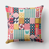 バウハウスフローラ幾何学カラフルデザイン クッション (裏面)