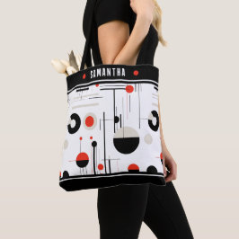 バウハウスブラックとレッドの幾何形状構成 トートバッグ