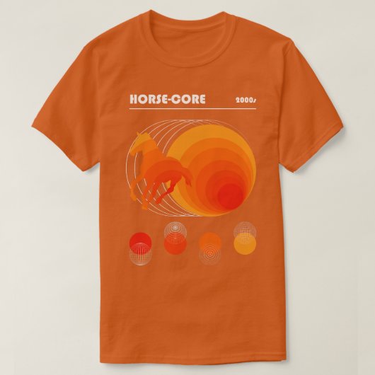 バウハウスホースコアオレンジインホワイト Tシャツ (デザイン正面)