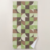バウハウスミッドセンチュリーモダンリーフとツリーMCM ビーチタオル (正面)