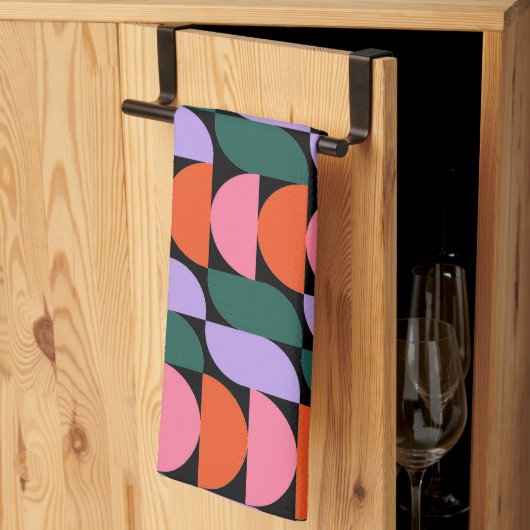 バウハウスミッドセンチュリー幾何モダンMCMレトロ キッチンタオル (三つ折り)