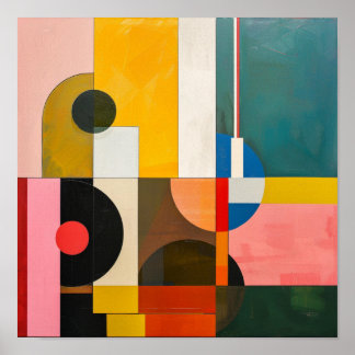 バウハウスモダン抽象芸術カラフル ポスター