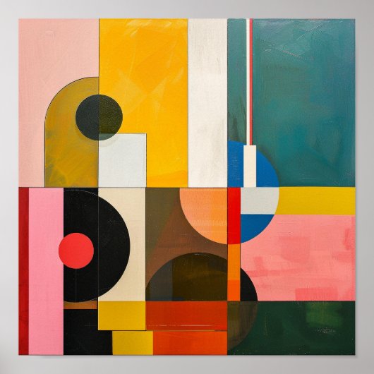 バウハウスモダン抽象芸術カラフル ポスター (正面)