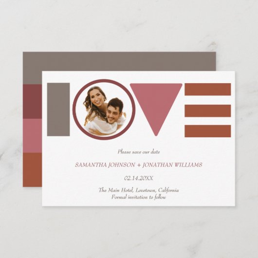 バウハウスラブホストライプのト結婚ト セーブザデート (正面/裏面)