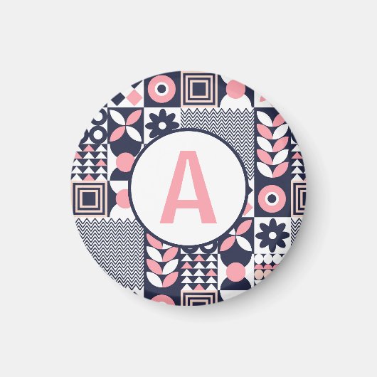 バウハウスレトロフローラ幾何学名 マグネット (正面)