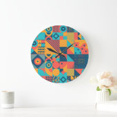 バウハウスレトロ: 70s幾何学的ミュージカル ラージ壁時計 (ホーム)