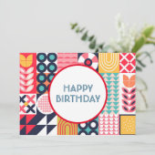 バウハウス幾何学的な誕生日グリーティングカード 招待状 (スタンド正面)