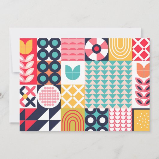 バウハウス幾何学的な誕生日グリーティングカード 招待状 (裏面)