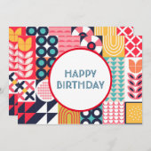 バウハウス幾何学的な誕生日グリーティングカード 招待状 (正面/裏面)