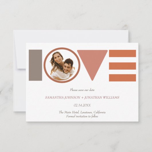 バウハウス愛ストライプの写真ウェディング日付を保存 セーブザデート (正面)