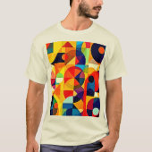 バウハウス配色幾何学デザイン Tシャツ (正面)