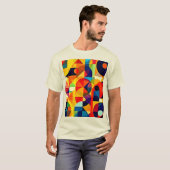 バウハウス配色幾何学デザイン Tシャツ (正面フル)