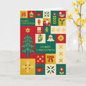 バウハウス風クリスマスブロックパターン カード (黄色い花)