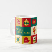 バウハウス風クリスマスブロックパターン コーヒーマグカップ (正面左)