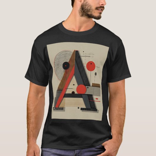 バウハウス風幾何学モノグラム Tシャツ (正面)