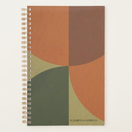 バウハウス テラコッタ グリーン アブストラクト パーソナライズデザイン プランナー手帳